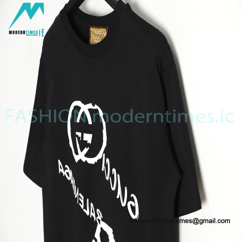 Gucci - Balenciaga Double G-B Print Short Sleeve T-shirt